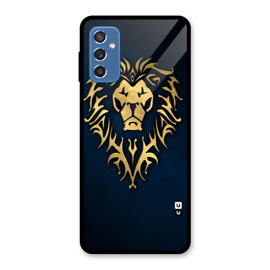 Beautiful Golden Lion Design Glass Back Case for Galaxy M52 5G