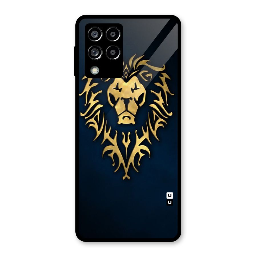 Beautiful Golden Lion Design Glass Back Case for Galaxy M53 5G