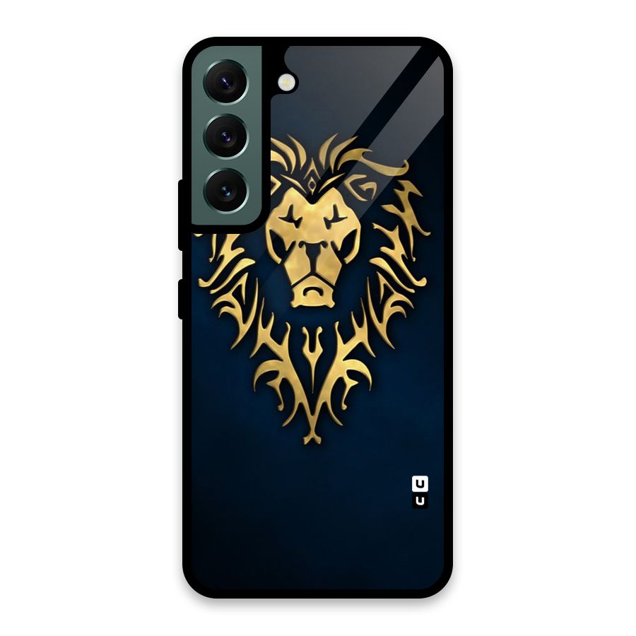 Beautiful Golden Lion Design Glass Back Case for Galaxy S22 5G