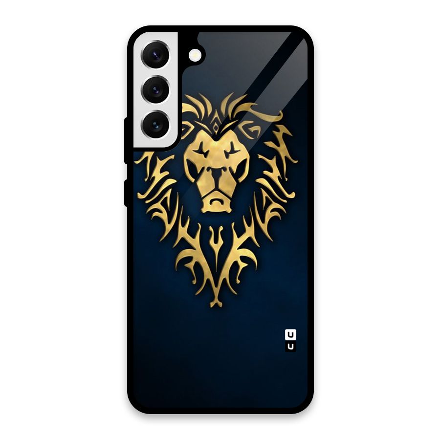 Beautiful Golden Lion Design Glass Back Case for Galaxy S22 Plus 5G