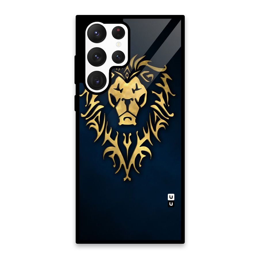 Beautiful Golden Lion Design Glass Back Case for Galaxy S22 Ultra 5G