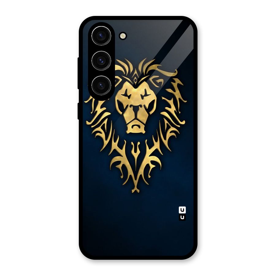 Beautiful Golden Lion Design Glass Back Case for Galaxy S23 Plus
