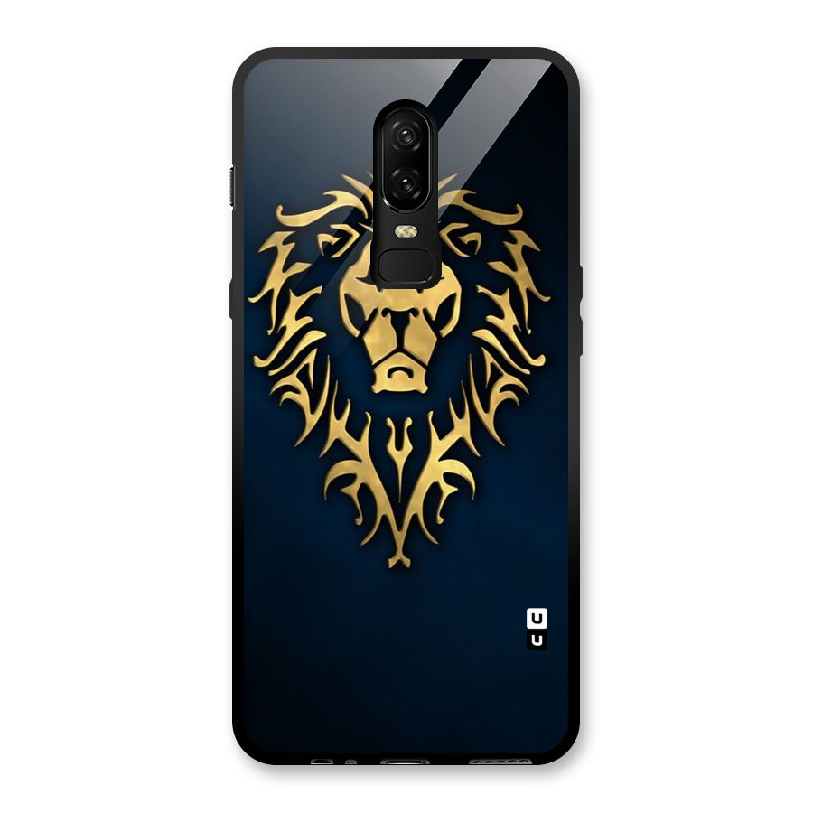 Beautiful Golden Lion Design Glass Back Case for OnePlus 6