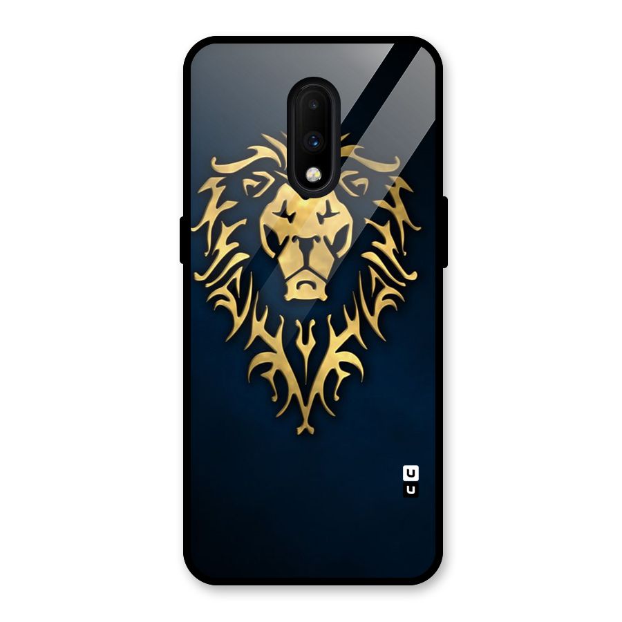 Beautiful Golden Lion Design Glass Back Case for OnePlus 7
