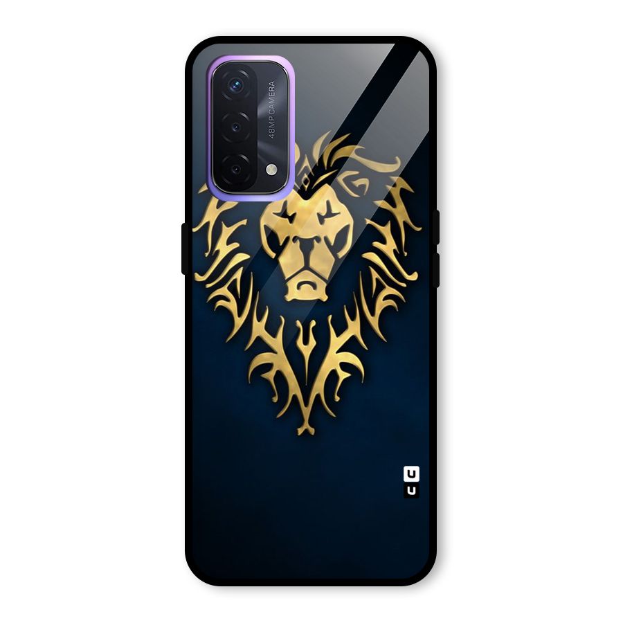 Beautiful Golden Lion Design Glass Back Case for Oppo A74 5G
