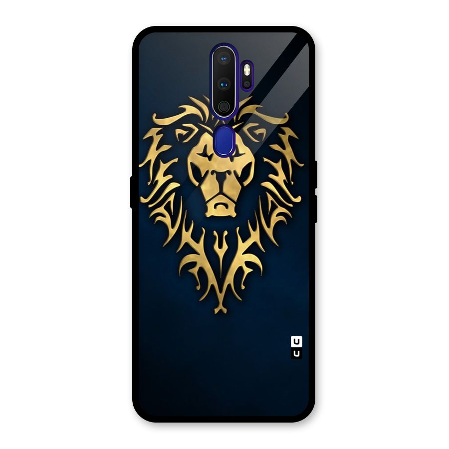 Beautiful Golden Lion Design Glass Back Case for Oppo A9 (2020)