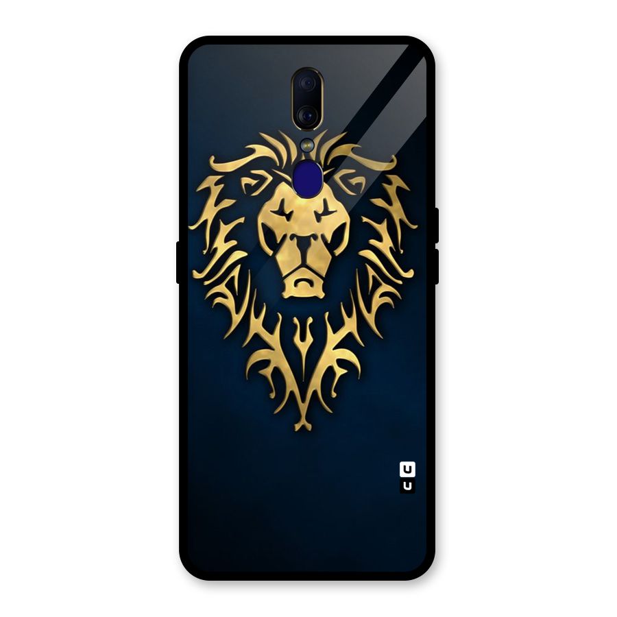 Beautiful Golden Lion Design Glass Back Case for Oppo F11