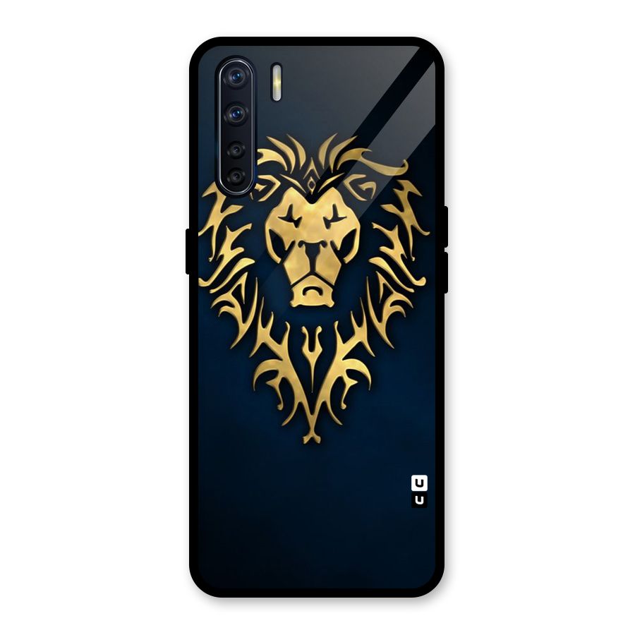 Beautiful Golden Lion Design Glass Back Case for Oppo F15