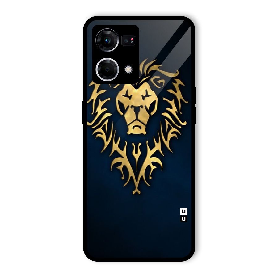 Beautiful Golden Lion Design Glass Back Case for Oppo F21s Pro 4G