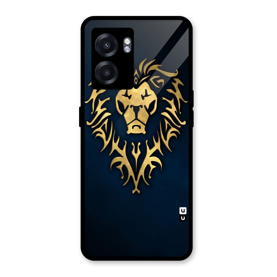 Beautiful Golden Lion Design Glass Back Case for Oppo K10 (5G)