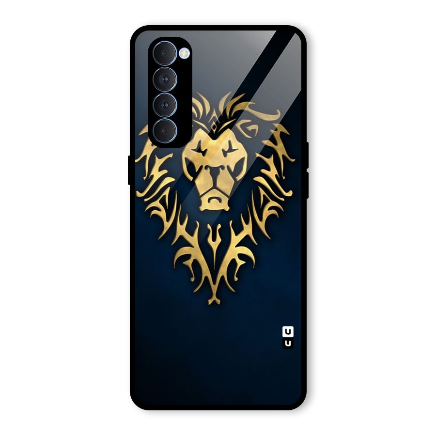 Beautiful Golden Lion Design Glass Back Case for Oppo Reno4 Pro