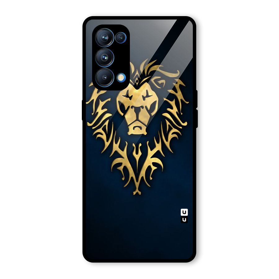 Beautiful Golden Lion Design Glass Back Case for Oppo Reno5 Pro 5G