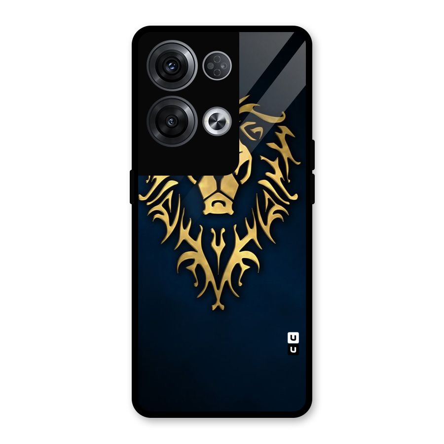 Beautiful Golden Lion Design Glass Back Case for Oppo Reno8 Pro 5G