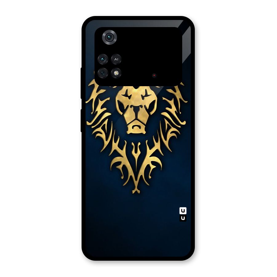 Beautiful Golden Lion Design Glass Back Case for Poco M4 Pro 4G