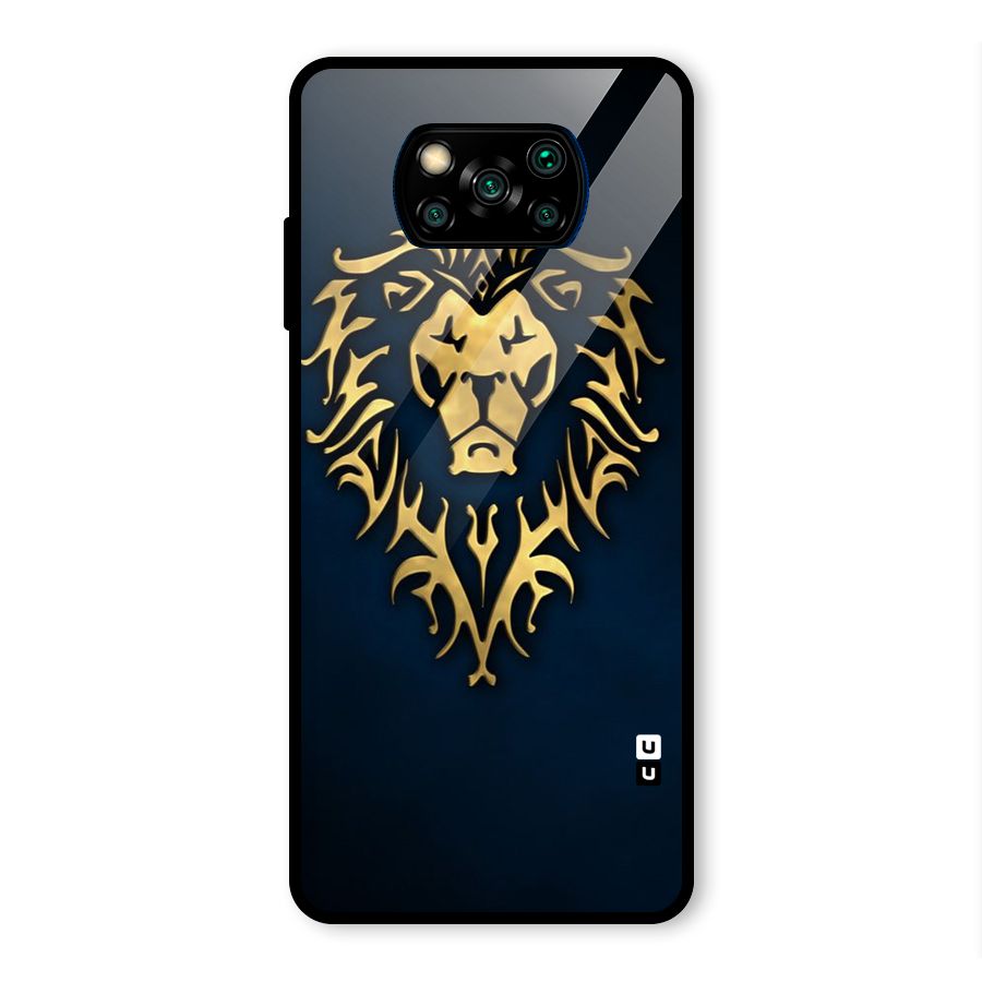 Beautiful Golden Lion Design Glass Back Case for Poco X3 Pro