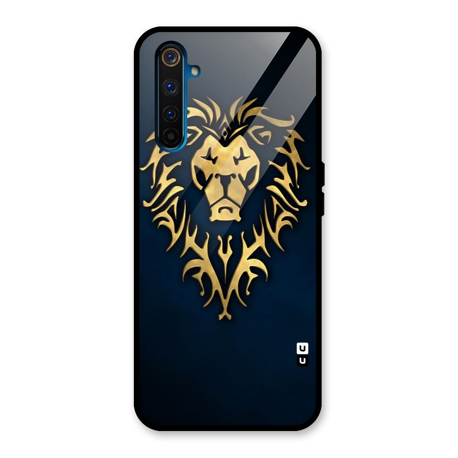Beautiful Golden Lion Design Glass Back Case for Realme 6 Pro