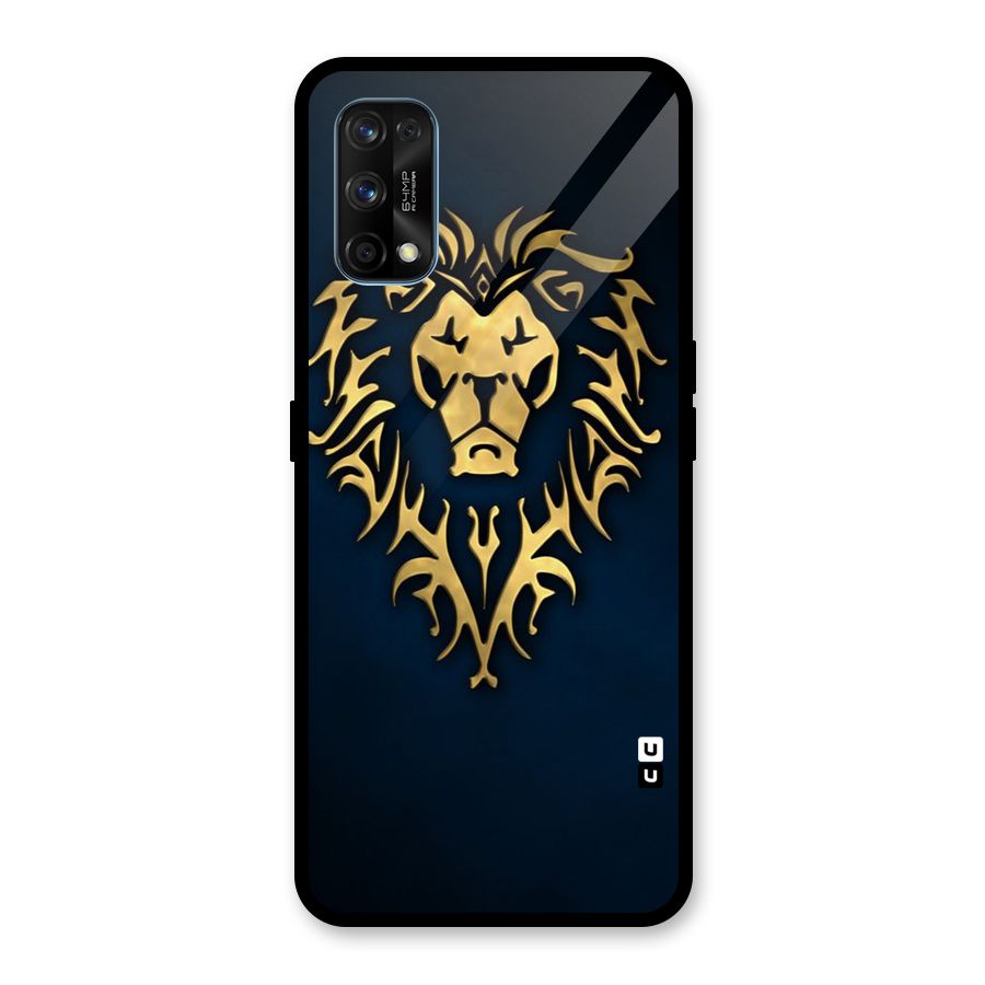 Beautiful Golden Lion Design Glass Back Case for Realme 7 Pro