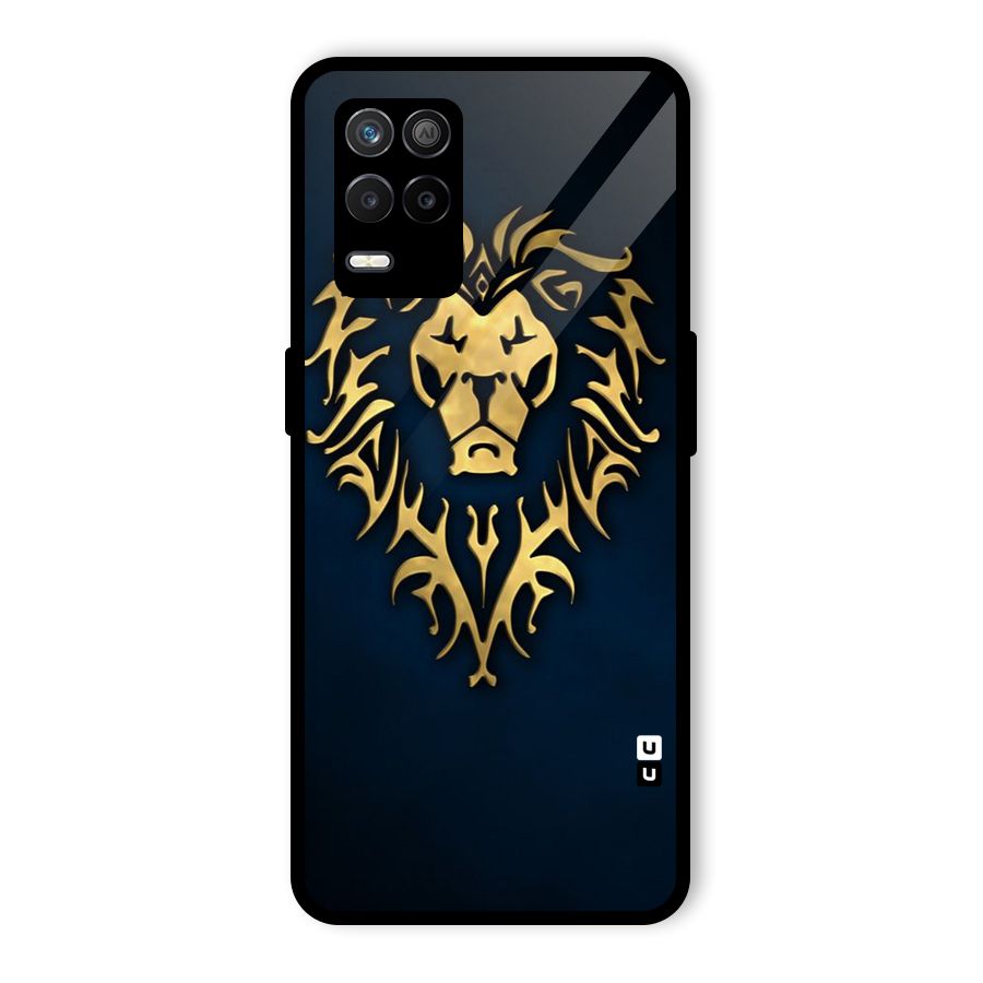 Beautiful Golden Lion Design Glass Back Case for Realme 8 5G