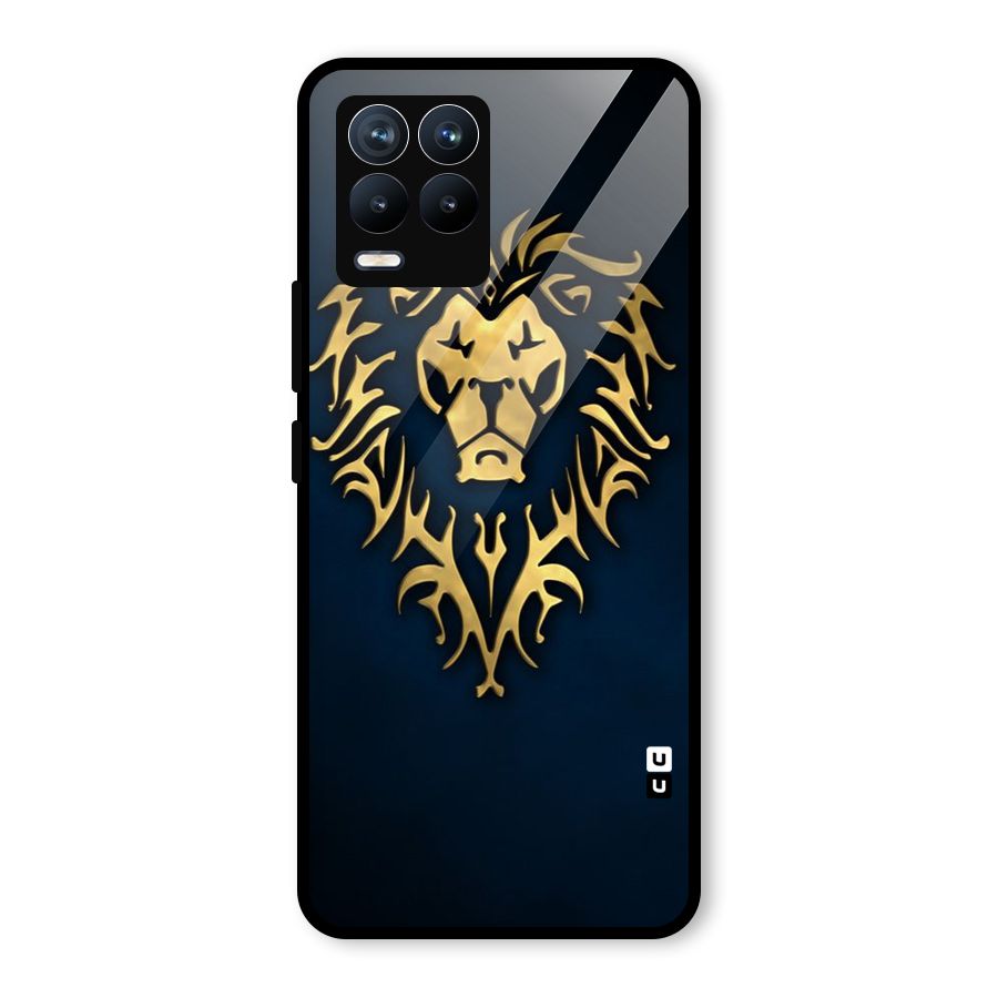 Beautiful Golden Lion Design Glass Back Case for Realme 8 Pro