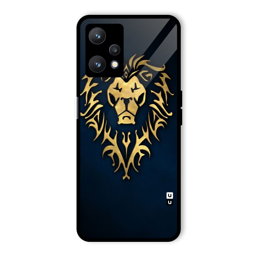 Beautiful Golden Lion Design Glass Back Case for Realme 9 Pro 5G