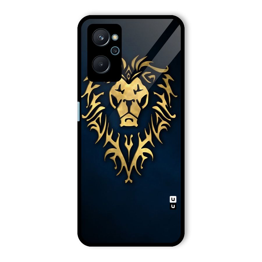 Beautiful Golden Lion Design Glass Back Case for Realme 9i