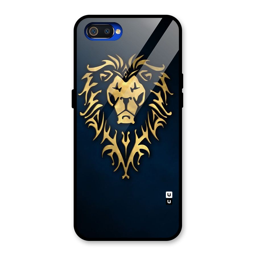 Beautiful Golden Lion Design Glass Back Case for Realme C2