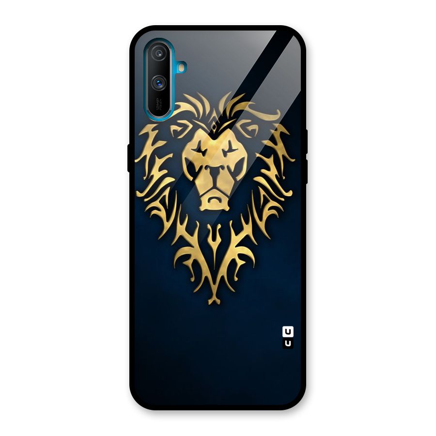Beautiful Golden Lion Design Glass Back Case for Realme C3