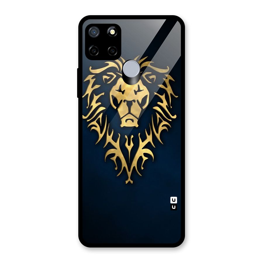 Beautiful Golden Lion Design Glass Back Case for Realme Narzo 20