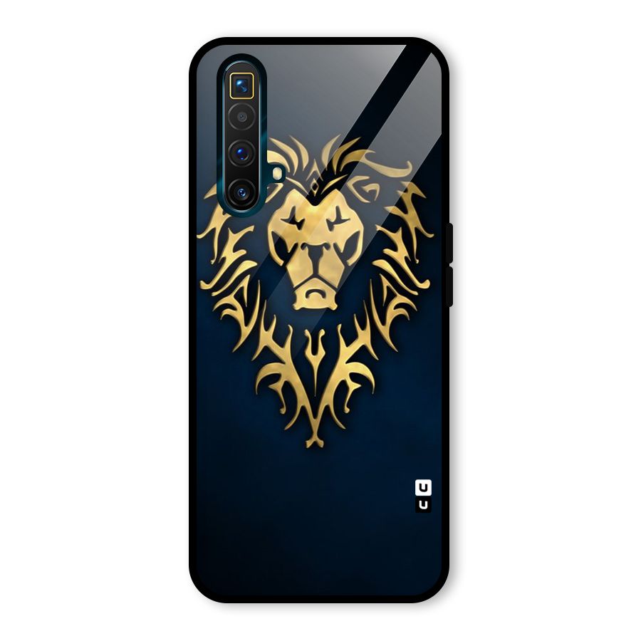 Beautiful Golden Lion Design Glass Back Case for Realme X3 SuperZoom