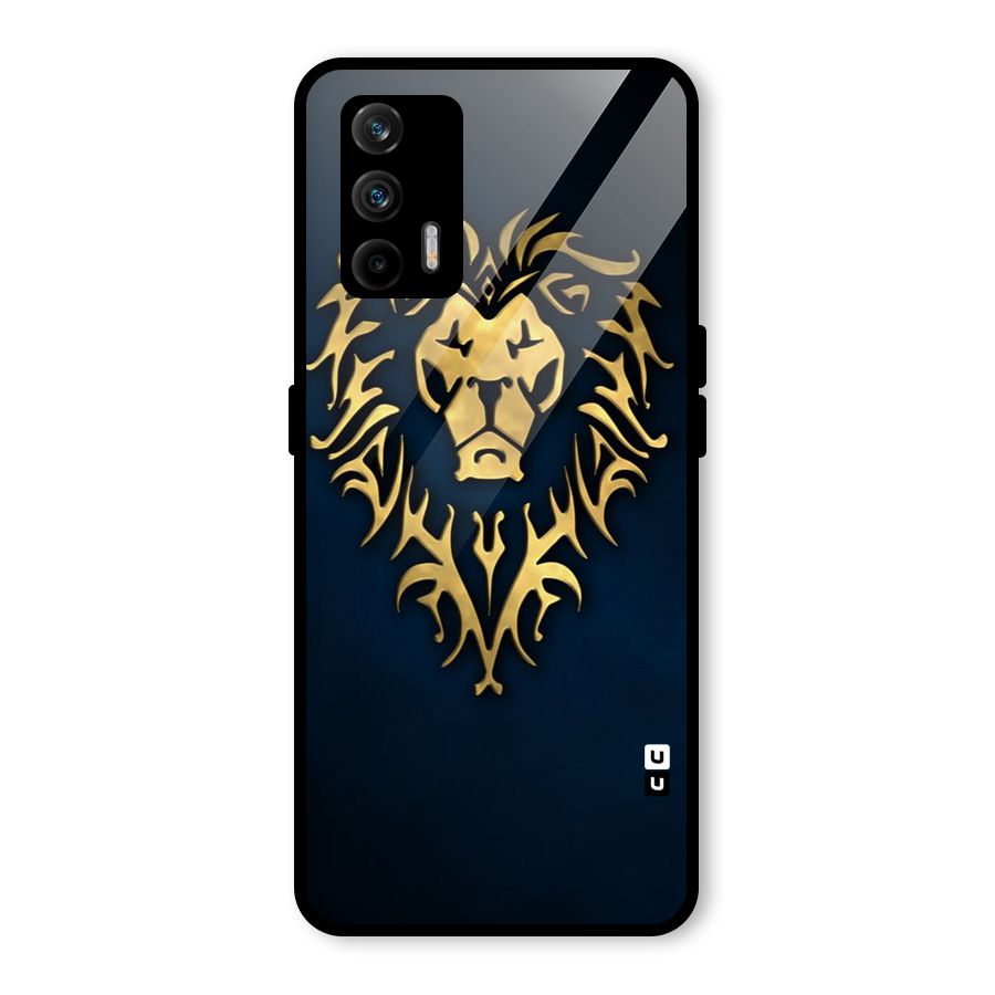 Beautiful Golden Lion Design Glass Back Case for Realme X7 Max