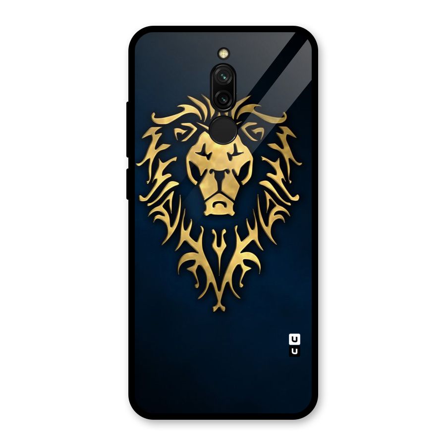 Beautiful Golden Lion Design Glass Back Case for Redmi 8