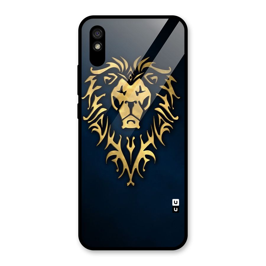 Beautiful Golden Lion Design Glass Back Case for Redmi 9A