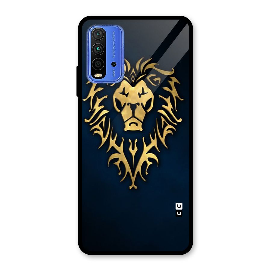 Beautiful Golden Lion Design Glass Back Case for Redmi 9 Power
