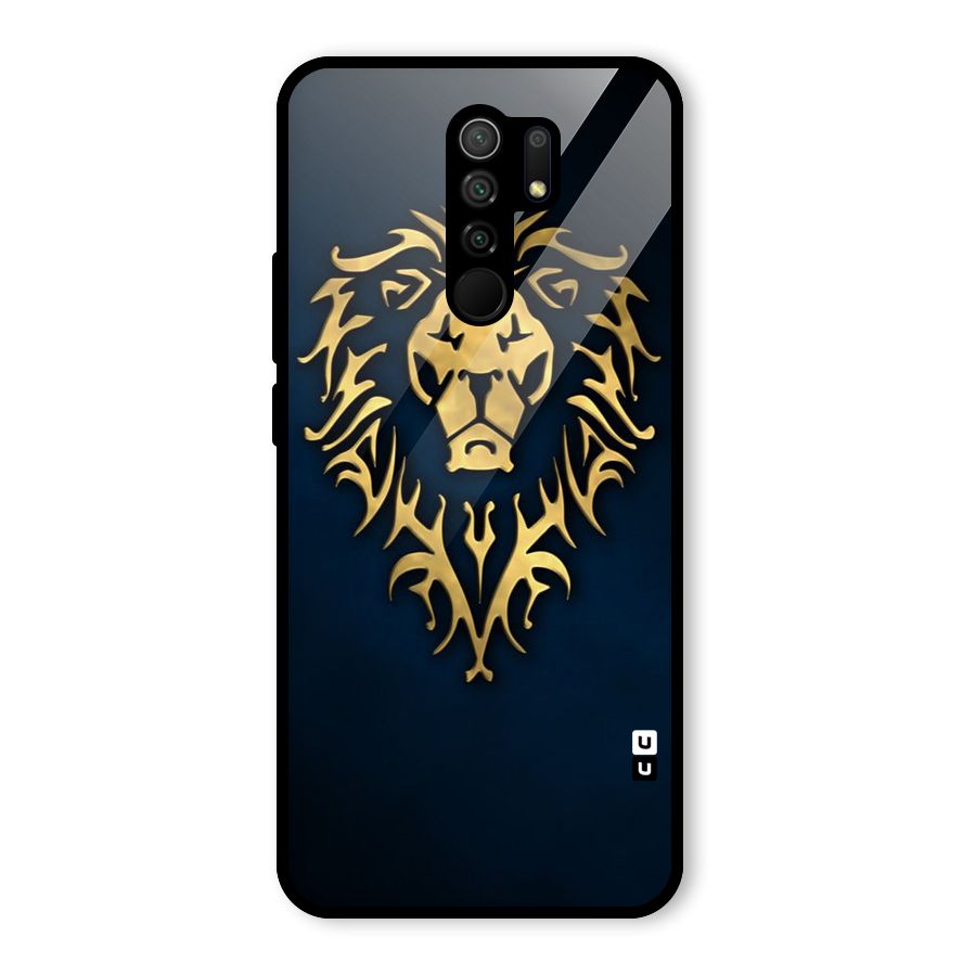 Beautiful Golden Lion Design Glass Back Case for Redmi 9 Prime