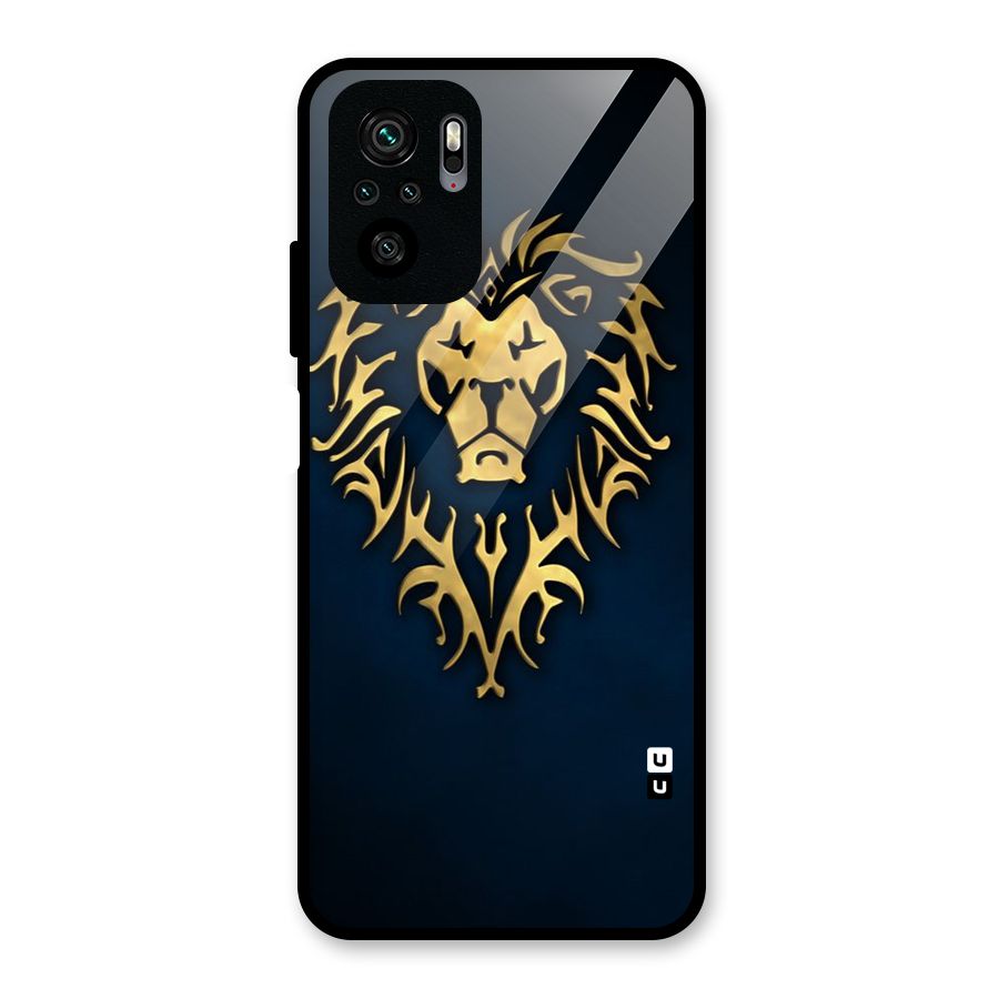 Beautiful Golden Lion Design Glass Back Case for Redmi Note 10S