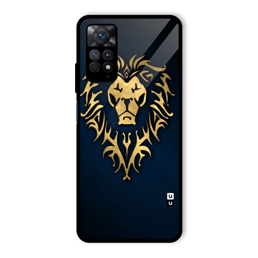 Beautiful Golden Lion Design Glass Back Case for Redmi Note 11 Pro