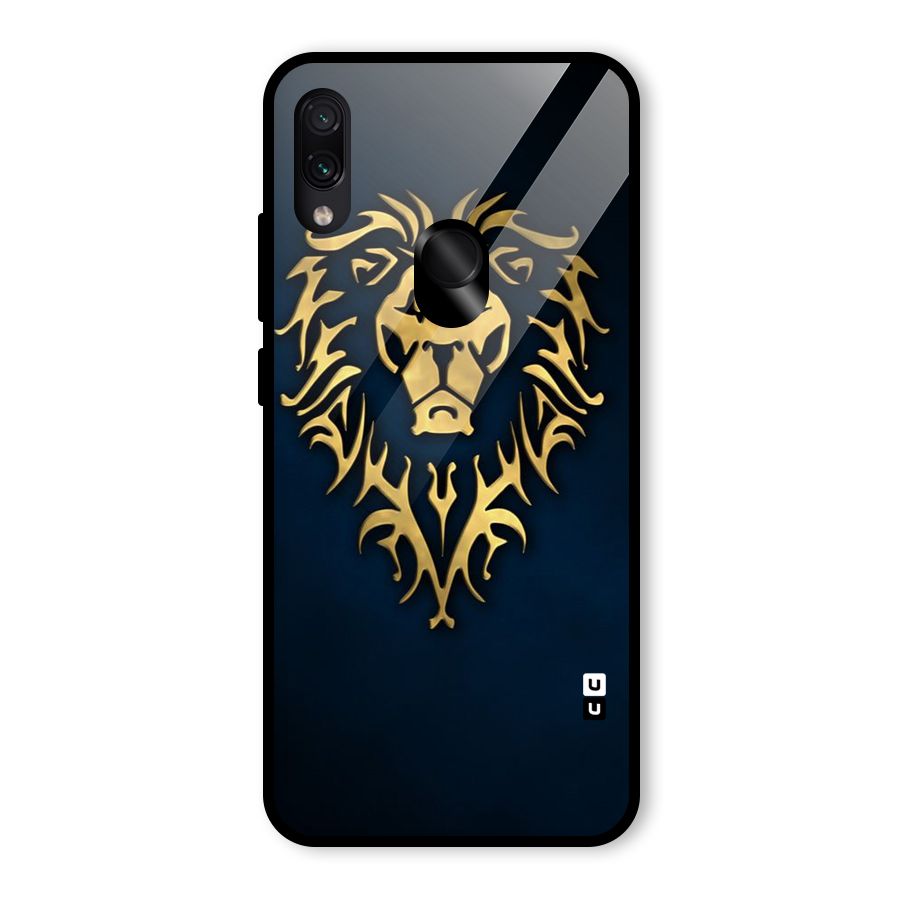 Beautiful Golden Lion Design Glass Back Case for Redmi Note 7 Pro