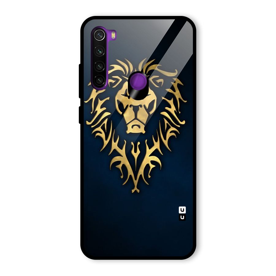 Beautiful Golden Lion Design Glass Back Case for Redmi Note 8