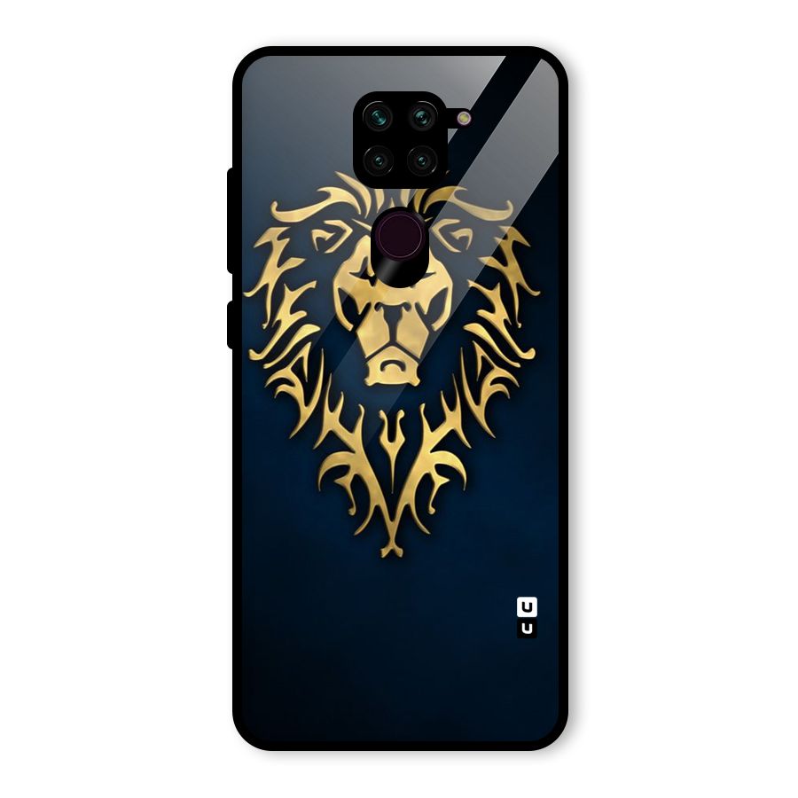 Beautiful Golden Lion Design Glass Back Case for Redmi Note 9