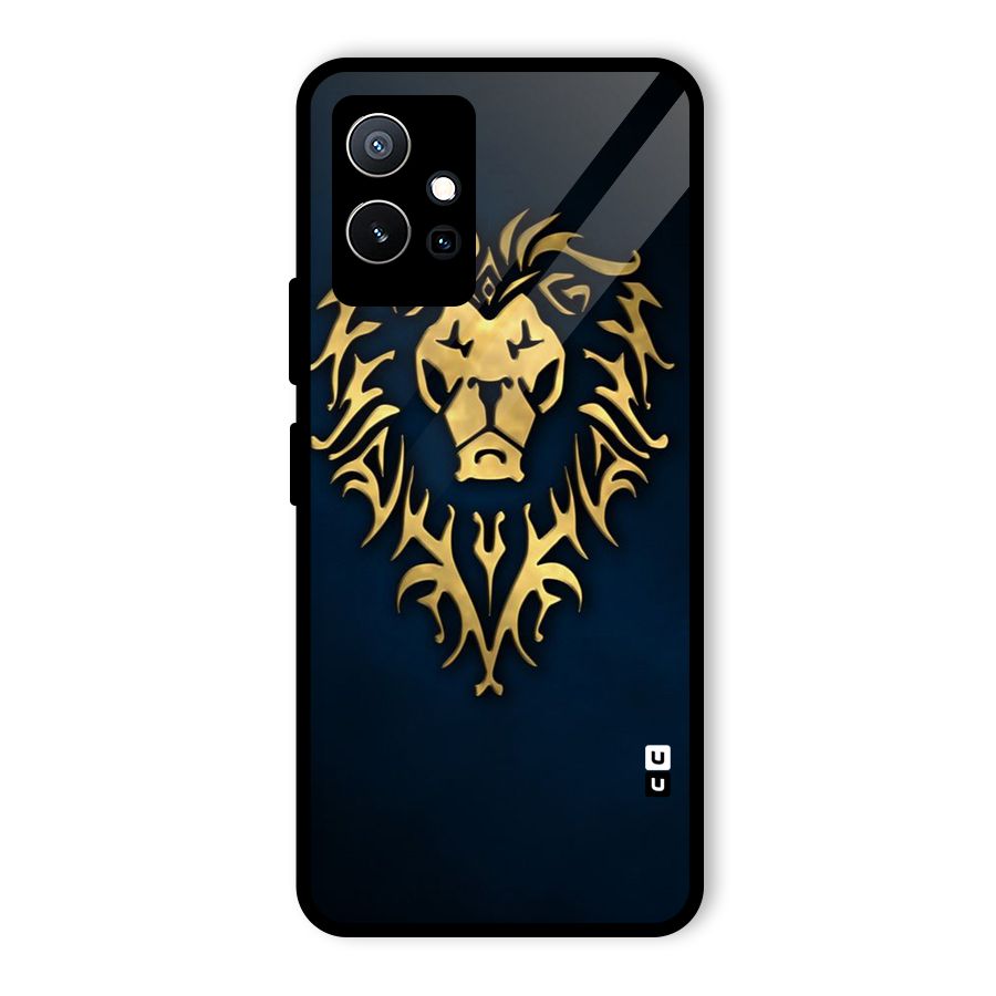Beautiful Golden Lion Design Glass Back Case for Vivo T1 5G