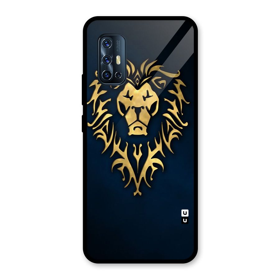 Beautiful Golden Lion Design Glass Back Case for Vivo V17