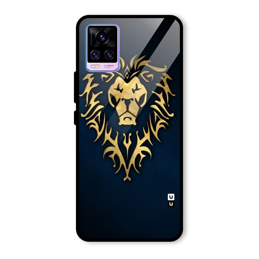 Beautiful Golden Lion Design Glass Back Case for Vivo V20 Pro