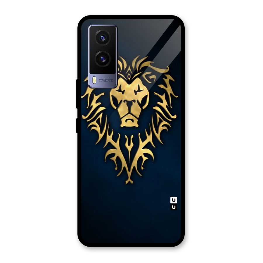 Beautiful Golden Lion Design Glass Back Case for Vivo V21e 5G