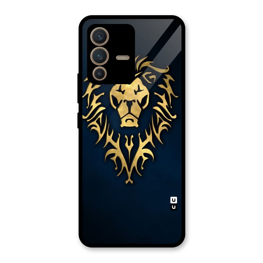 Beautiful Golden Lion Design Glass Back Case for Vivo V23 5G