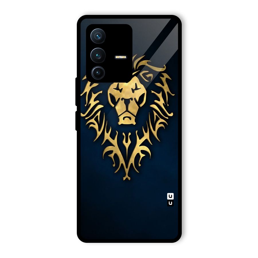 Beautiful Golden Lion Design Glass Back Case for Vivo V23 Pro
