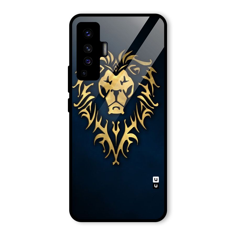 Beautiful Golden Lion Design Glass Back Case for Vivo X50