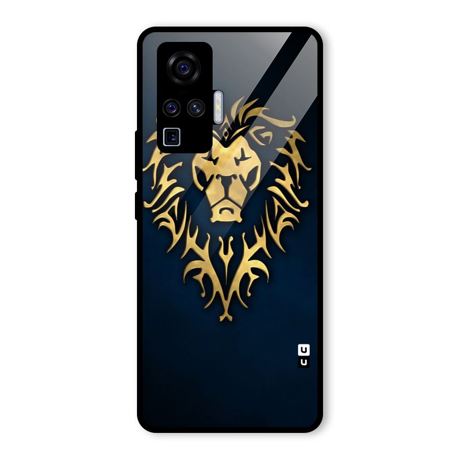 Beautiful Golden Lion Design Glass Back Case for Vivo X50 Pro