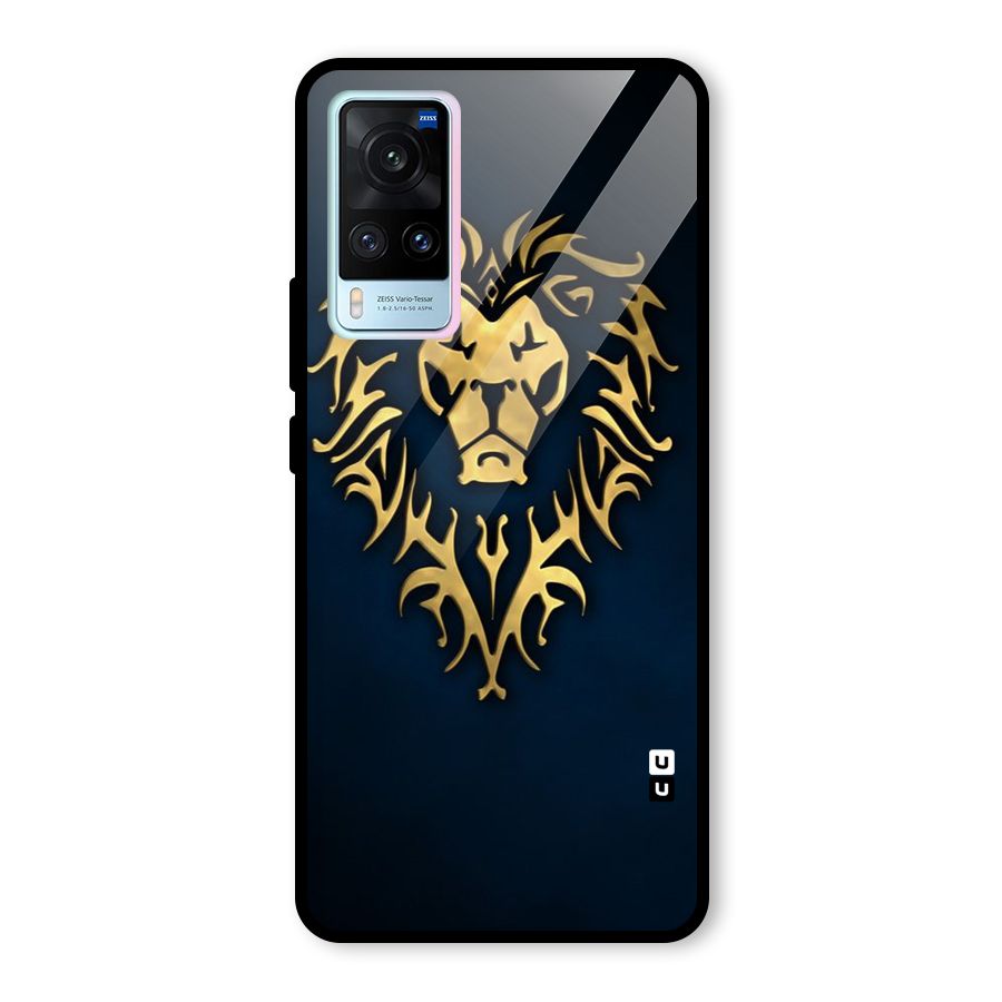 Beautiful Golden Lion Design Glass Back Case for Vivo X60