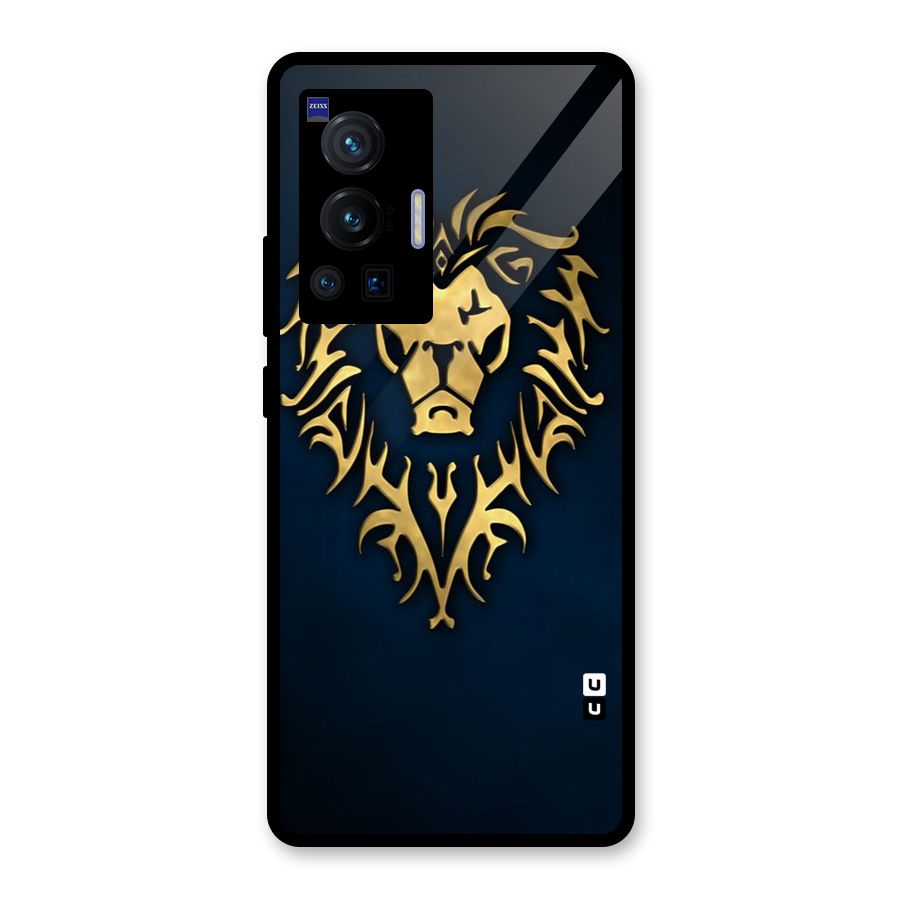 Beautiful Golden Lion Design Glass Back Case for Vivo X70 Pro