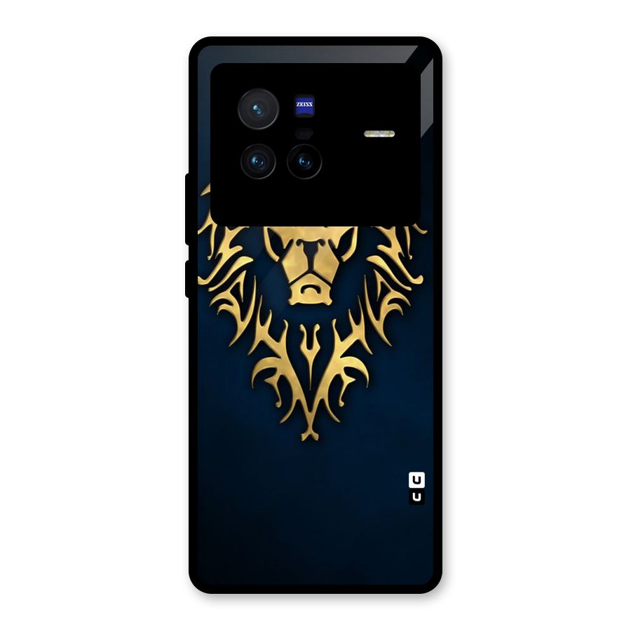 Beautiful Golden Lion Design Glass Back Case for Vivo X80